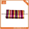 Viyate fashion satin colourful stripes portable cosmetic pouch with mirror