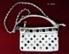 WHITE EVENING BAG WITH RHINESTONES & RIVETS