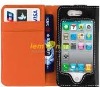 Wallet Card slots Eco-friendly Synthetic leather case for iPhone 4G