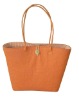 Warm orange wheat straw woven beach bag