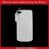 White Calf Vertical Folio Flip Leather Case For iPhone 4