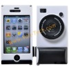 White Camera Pattern Hard Cover Case Shell With a Stander For iPhone 4