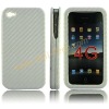 White Carbon Fiber Leather Protector Case Pouch For Apple iPhone4 4G