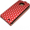 White Dots Pink Leather Cover for Samsung Galaxy S2 i9100