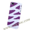 White Electroplated with Purple Leather Hard Case for Apple iPhone 4 4G