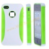 White Hard Case Protector Plastic Cover Skin With Green TPU Cover For iPhone 4