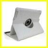 White Magnetic Leather Case 360 Degree Rotating Stand Cases for iPad 2 Smart Cover with Luxury Embossing Flower