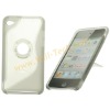 White Soft TPU Side Plastic Center Hard Case With Holder For iPod Touch 4