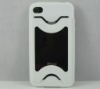 White TPU Soft Card holder cover Case For iPhone 4S 4 4G GEL With Card Slot Hollow Out Cover