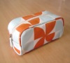 White and red polyester cosmetic bag