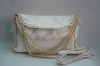 White bags with metal chain for women