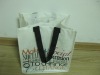 White nonwoven shopping bag with two handles for promotion