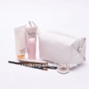 White polyester cosmetic pouch