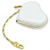 White pu coin pouch Keychain attached  with heart design