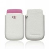 White withe Pink Genuine leather Case Pouch For Blackberry 9800