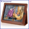 Whole Leather Coffee Mat Embossing Folding Case Cover Pouch for Apple iPad2