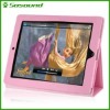 Whole Leather Pink Mat Embossing Folding Case Cover Pouch for Apple iPad2