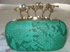 Wholesale Ladies Skull Clutch Purse Bags Green With Chain