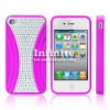 Wholesale Pink Opposite Mobile Pohone Grid Case For iphone 4