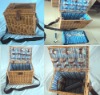 Willow picnic basket basket including dinnerware such as fork,knife,spoon etc.