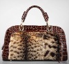Winter Luxurious Women Alligator Skin Leather Handbag With FOX FUR