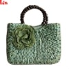 Woman's fashion green wheat straw bag
