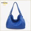 Women Fashion Knitted cow leather double-handle Leather handbag