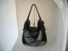 Women PU leather shoulder bags black and grey