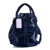 Women brand designer dark blue leather hand bags