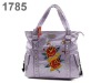 Women brand name purple leather personalized tote bags