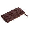 Women's Brown Woven Leather Concertina Zip Wallet