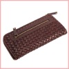 Women's Brown Woven Leather Concertina Zip Wallet