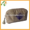 Women's Fashion Embroidered Linen clutch handbag with zipper