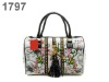 Women's leather floral design square tote handbags