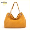 Women's trende knitted leather artwork fashion ladies real leather handbag