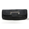 Womens Python Envelope Clutch Evening Handbag Diner Party Bags PU Black