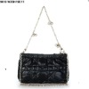 Womens genuine leather black shoulder chain bags