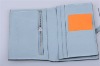Womens leather bi fold light blue flat designer wallets