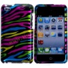 Wonderful Colourful Zebra Snap On Plastic Shell Two Faced Protect Cover For iPod Touch 4