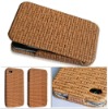Wood Designer Leather Case Cover For iPhone 4 4G 4s Coffee