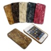 Wooden design PU leather skin protector for iPhone 4