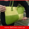 Wool Felt Tote Handbag (Green and Yellow)