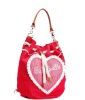 (XHF-LADY-005) red canvas printed handle bag for lady