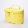 Yellow PU make up bag with 210D lining inside