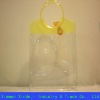 Yellow and Transparent pvc handle bag with your request