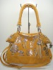 Yellow printing PU leather lady tennis racket bag