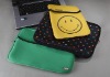 Yellow smile customized neoprene reversible laptop sleeve case and holder with nice stitching