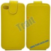 Yelow Flip Luxury Leather Case for iPhone 4