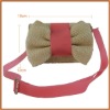 Yiwu China 2012 summer popular big bow outside straw with pvc ladies fashion bag