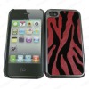 Zebra design leather case for iphone 4 4G